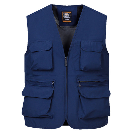 Herren Multitaschen-Utility-Weste mit durchgehendem Reißverschluss, atmungsaktivem Mesh-Futter und großvolumigen Klapp- und Reißverschlusstaschen Shop Nory