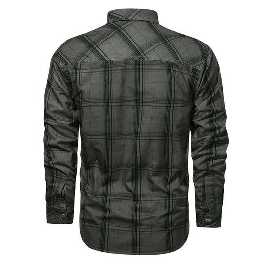 Herren kariertes Utility-Hemd mit Brustpattentaschen und verstärktem Canvas-Finish Shop Nory