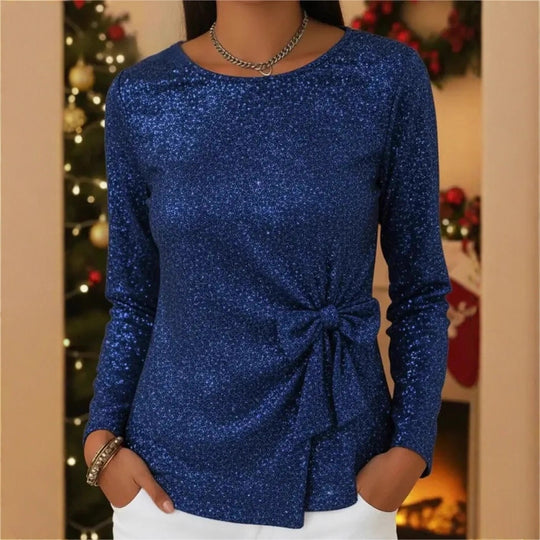 Damen Glamouröses Langarmoberteil mit Schleifen-Detail Shop Nory