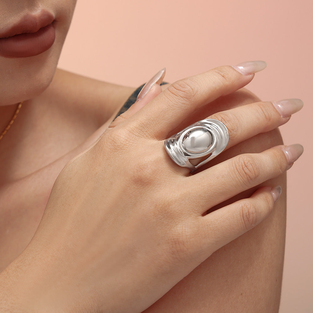 Damen breiter Ring aus Titanstahl mit modernem Design Shop Nory