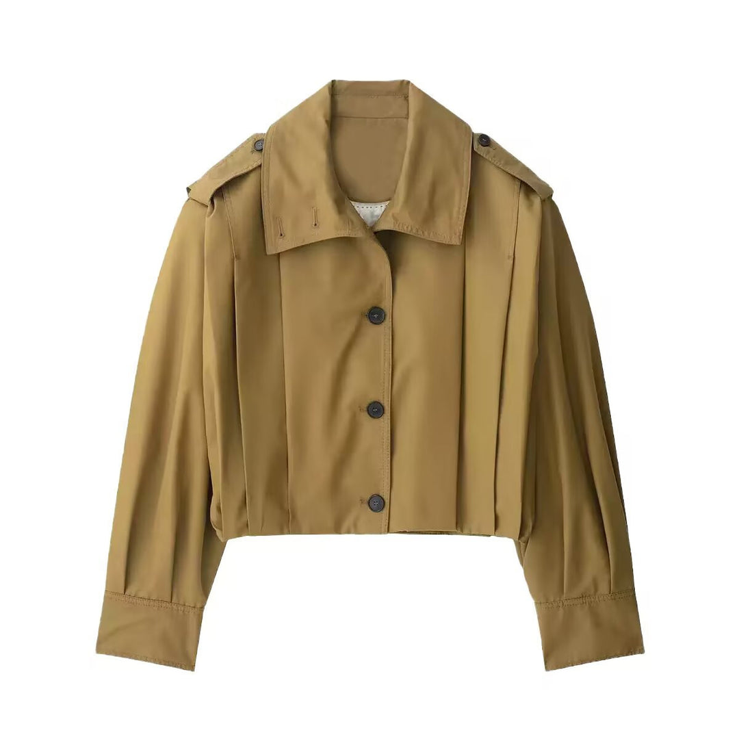 Damen Kurze Boxy‑Trenchjacke mit Faltenblende und Epauletten Shop Nory