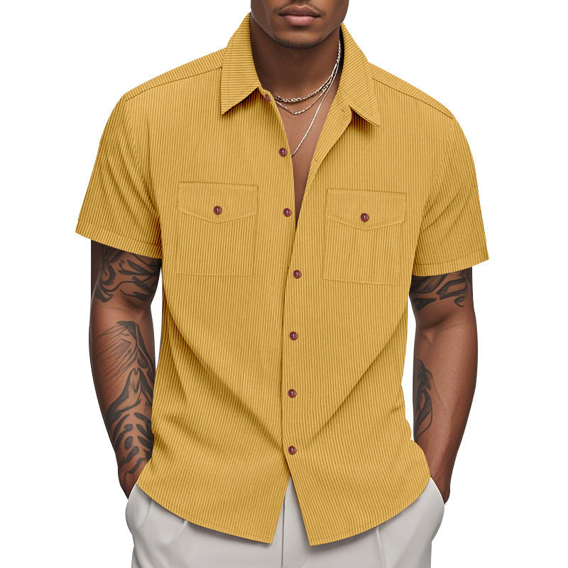 Herren Kurzarmhemd mit strukturiertem Design und praktischen Brusttaschen