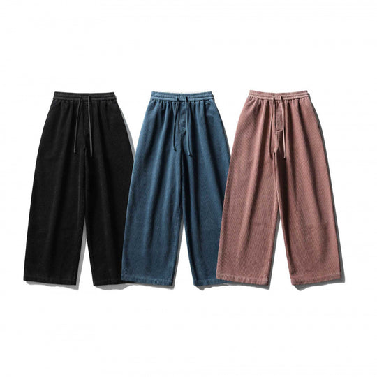 Unisex Weite Cordhose im Relaxed-Fit mit elastischem Bund, Tunnelzug und geradem Bein Shop Nory