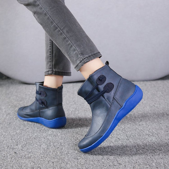 Damen Komfortable Leder-Stiefeletten mit Klettverschluss und dämpfender Gummisohle Shop Nory