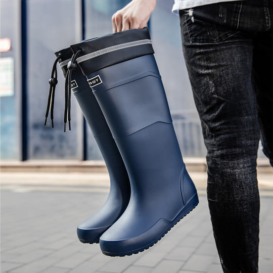 Herren wasserdichte kniehohe Gummistiefel mit verstellbarem Schaftverschluss und rutschfester Profilsohle Shop Nory