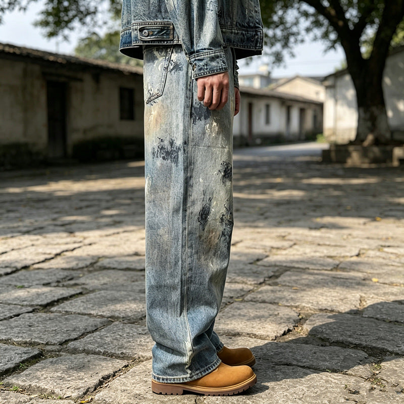 Herren Weite Denim-Jeans im Used-Look Shop Nory