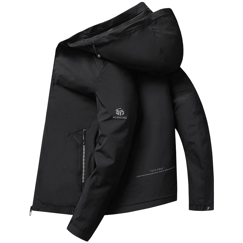 Herren Leichte Kapuzenjacke im urbanen Travel-Style mit Dreiviertelärmeln Shop Nory