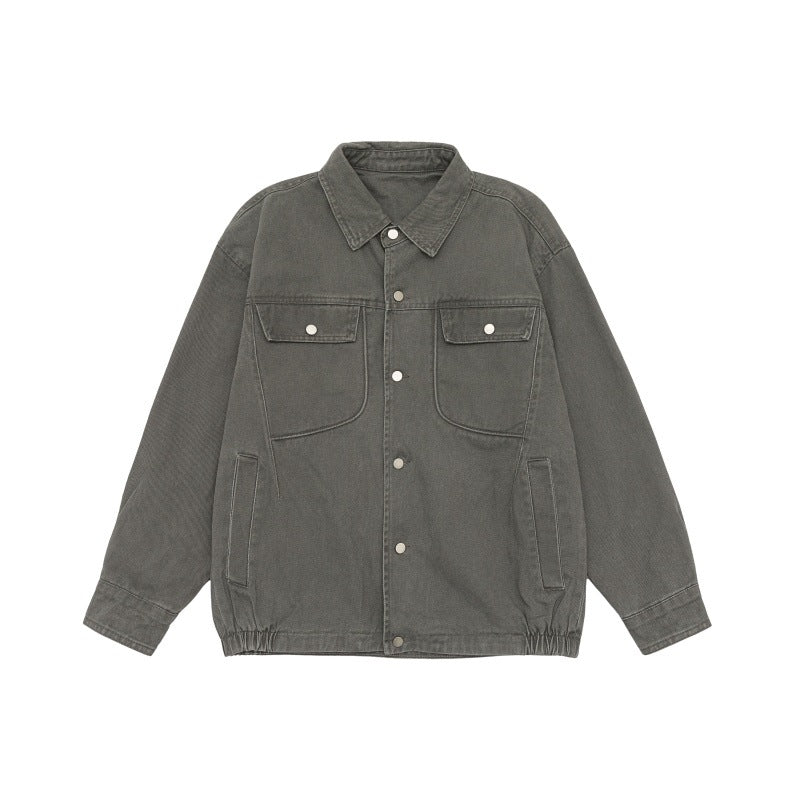 Unisex Oversize Workwear-Blousonjacke mit Druckknopf‑Front und Elastbund Shop Nory
