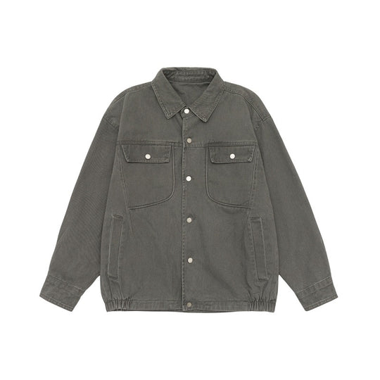 Unisex Oversize Workwear-Blousonjacke mit Druckknopf‑Front und Elastbund Shop Nory