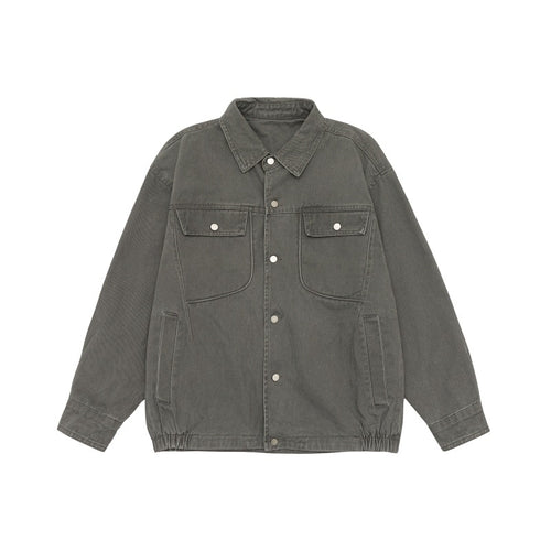 Unisex Oversize Workwear-Blousonjacke mit Druckknopf‑Front und Elastbund Shop Nory