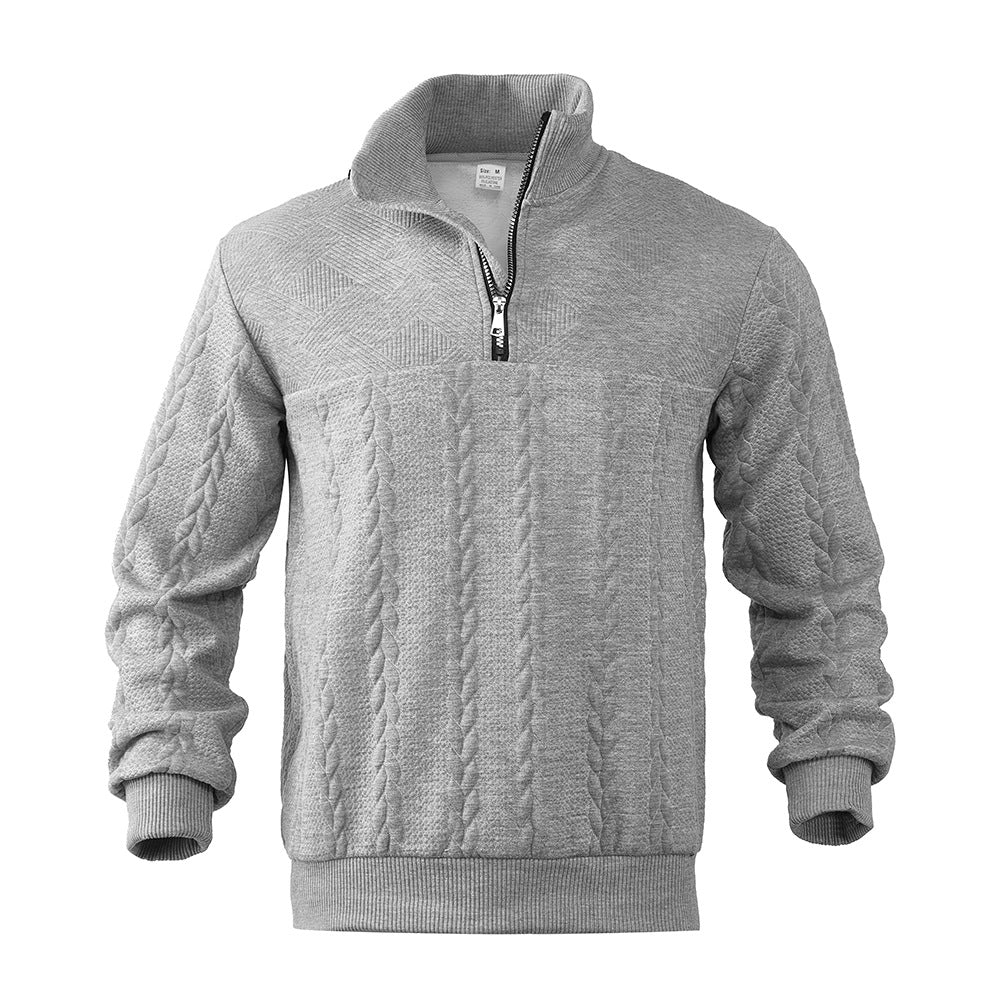 Herren Halbzip-Pullover mit Zopfstrick-Optik und Strukturpaneelen Shop Nory