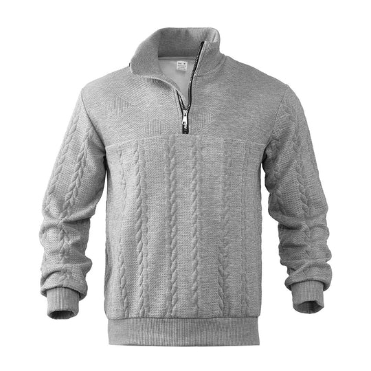 Herren Halbzip-Pullover mit Zopfstrick-Optik und Strukturpaneelen Shop Nory