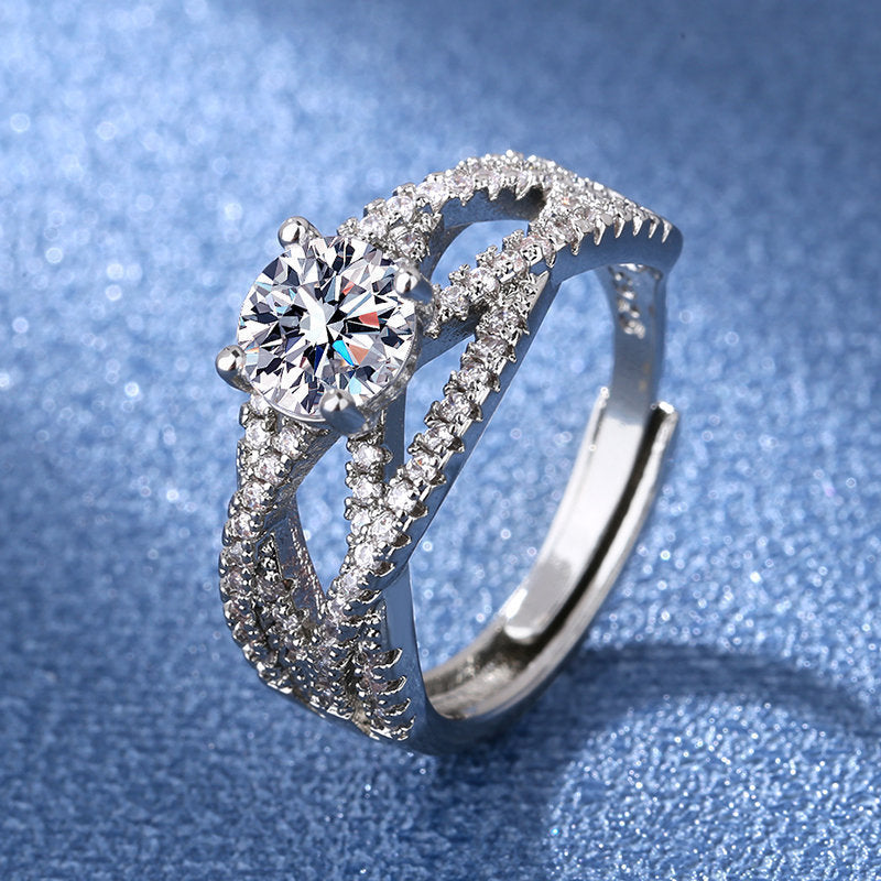 Damen eleganter Zirkonia-Verlobungsring mit geschwungenem Design Shop Nory