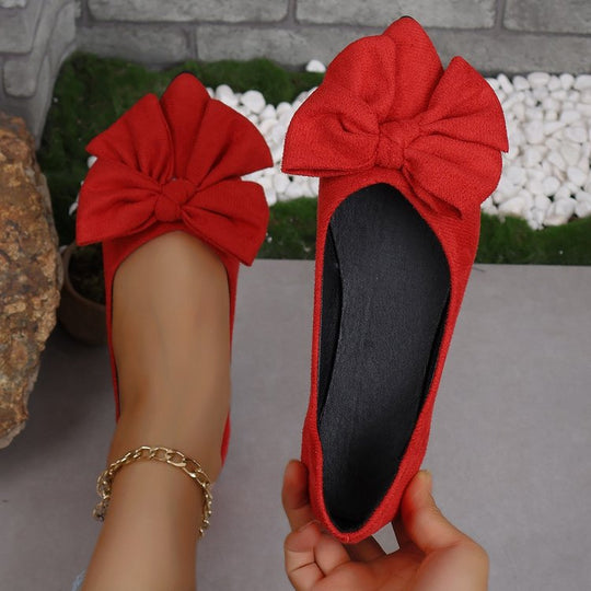 Damen Ballerinas mit dekorativem Schleifen-Design und spitzem Zehenbereich