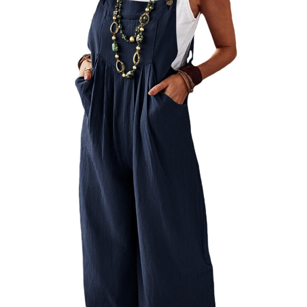 Damen Lässiger Jumpsuit mit praktischem Taschendesign und weiten Beinen