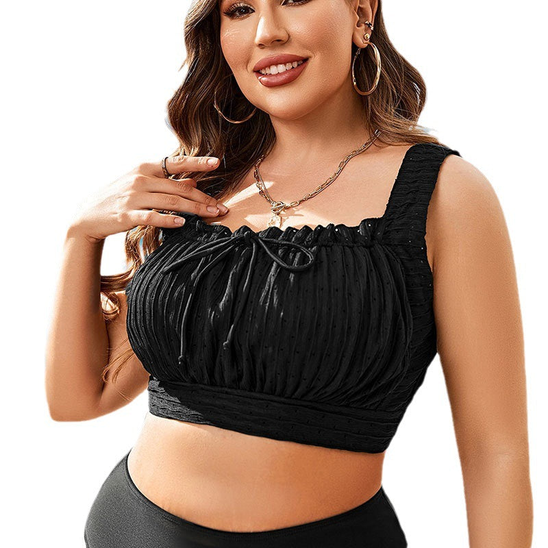 Damen Cropped Top Bikinioberteil mit modischen Rüschen