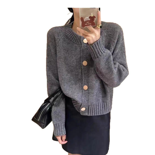 Damen Bequeme Strickjacke mit Knopfdetails Shop Nory