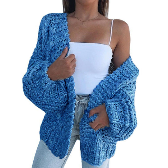 Damen Oversized Grobstrick-Cardigan mit Balloon-Ärmeln und offener Front Shop Nory