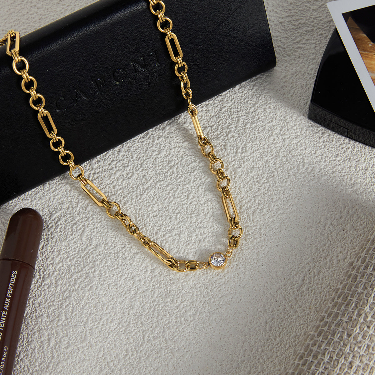 Damen Edelstahlkette mit funkelndem Zirkonia und verstellbarem Design Shop Nory