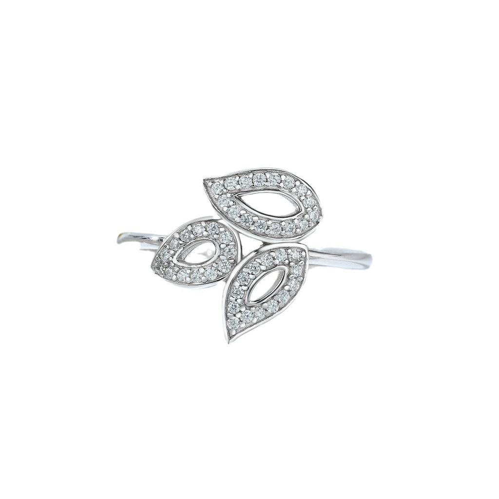 Damen Ring mit funkelndem Blattdesign und exquisite Zirkonia-Besatz Shop Nory