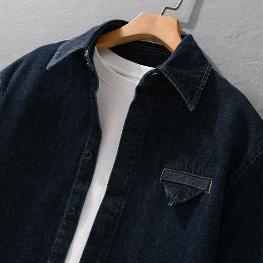 Herren Denim-Overshirt im Worker-Stil mit verdeckter Knopfleiste Shop Nory