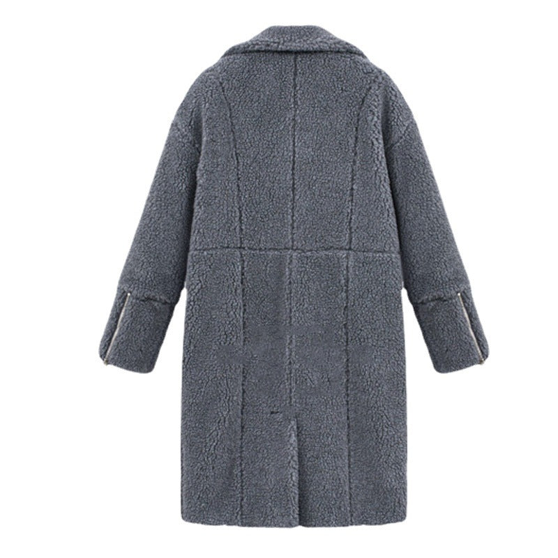 Damen Teddy-Mantel mit Reverskragen, knielanger Schnitt und weicher Sherpa-Optik Shop Nory