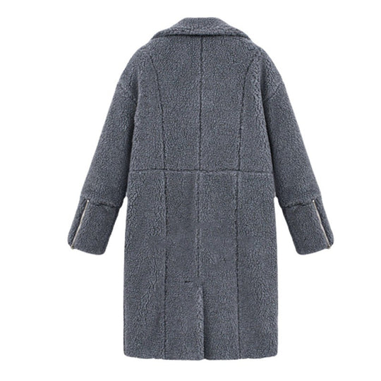 Damen Teddy-Mantel mit Reverskragen, knielanger Schnitt und weicher Sherpa-Optik Shop Nory
