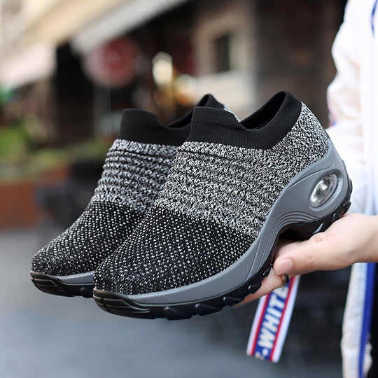 Damen Slip-On Strick-Sneaker mit sockenähnlichem Schaft und Luftkissen-Plateausohle Shopy Nory