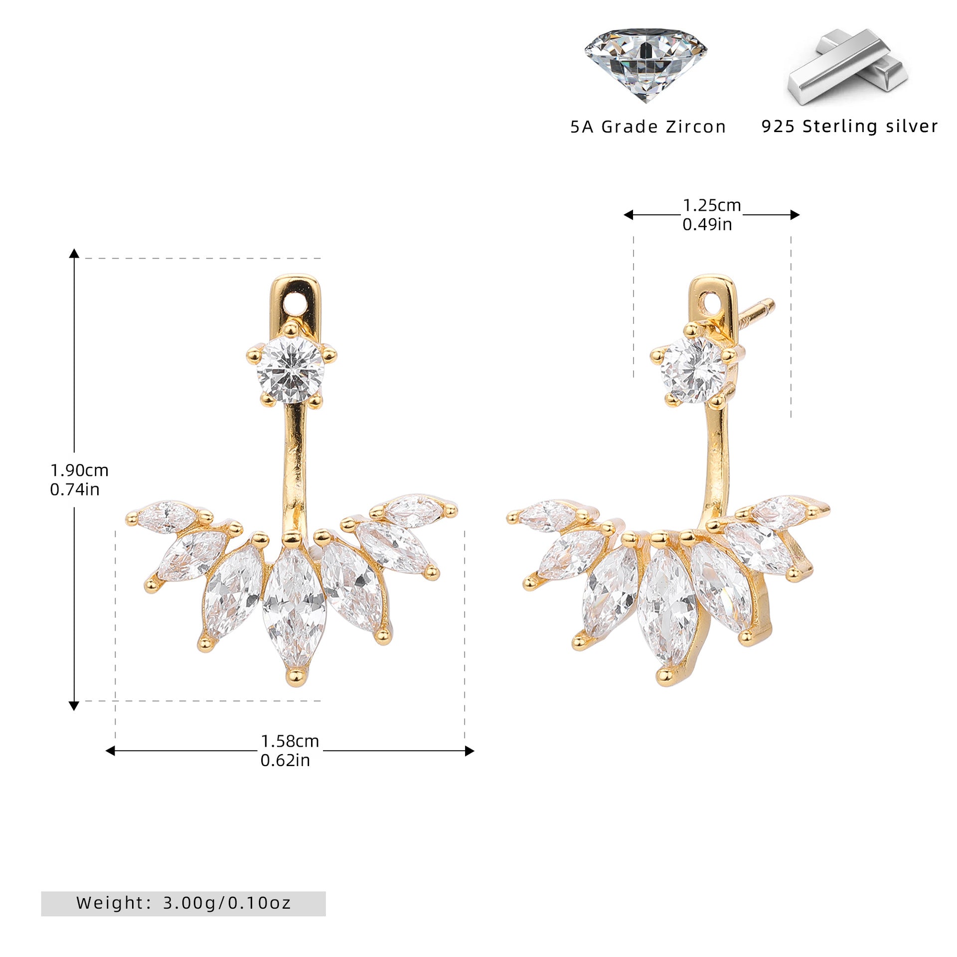 Damen Ohrhänger mit funkelndem Zirkon-Motiv und hochwertigem 925 Sterlingsilber Shop Nory