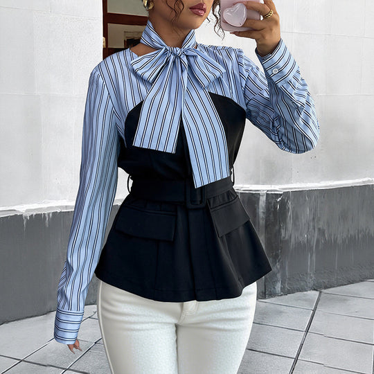 Damen Modische Bluse mit Schleifendetails Shop Nory