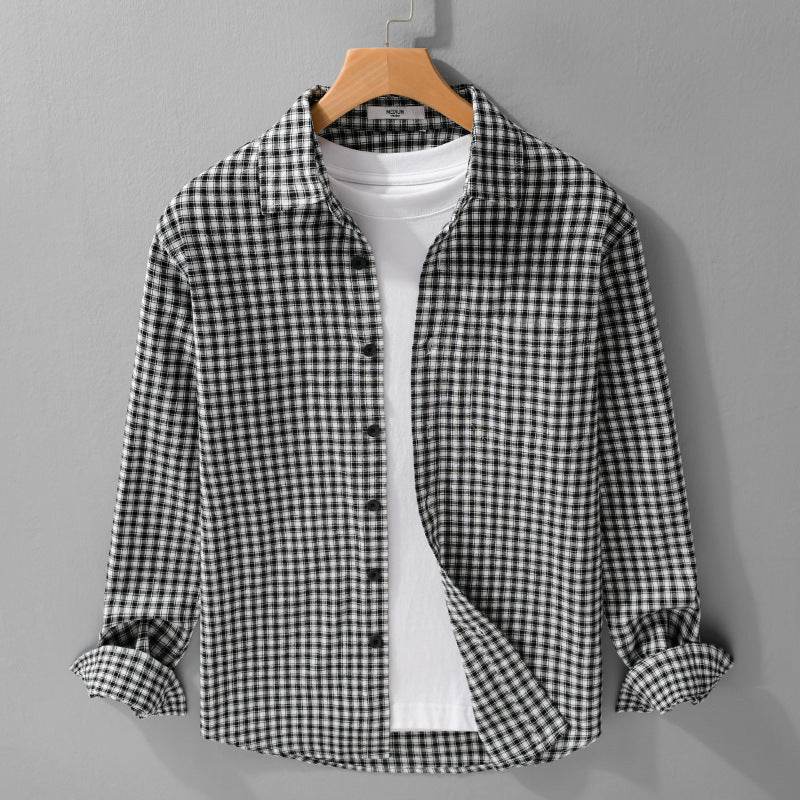 Herren Karo-Lounge-Hemdjacke aus Baumwollmix mit Relaxed-Fit und Button-Down-Front Shop Nory