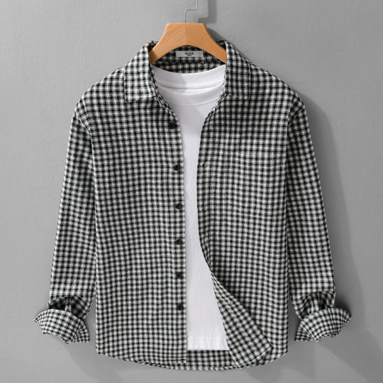 Herren Karo-Lounge-Hemdjacke aus Baumwollmix mit Relaxed-Fit und Button-Down-Front Shop Nory