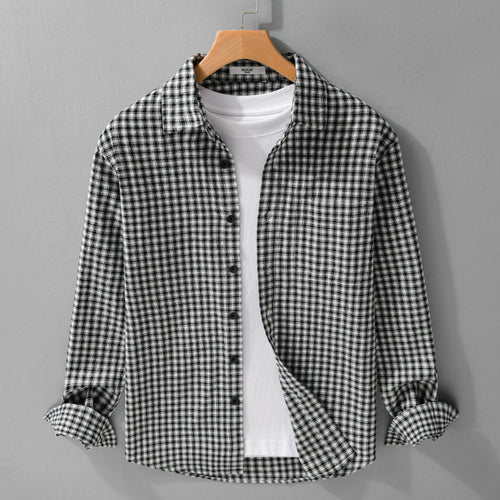 Herren Karo-Lounge-Hemdjacke aus Baumwollmix mit Relaxed-Fit und Button-Down-Front Shop Nory