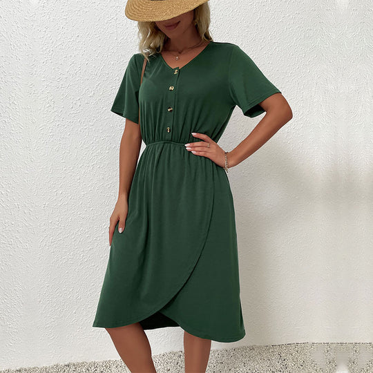 Damen Wickelkleid mit Knopfdetails Shop Nory