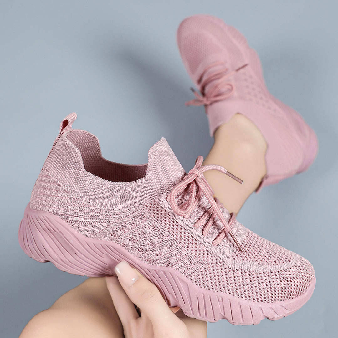 Damen nan nahtloser Strick-Sneaker mit elastischem Einstieg, gepolsterter EVA-Keilsohle und Zuglasche Shop Nory