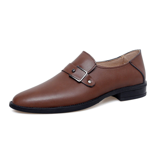 Herren eleganter Leder Slipper mit dekorativem Riemen
