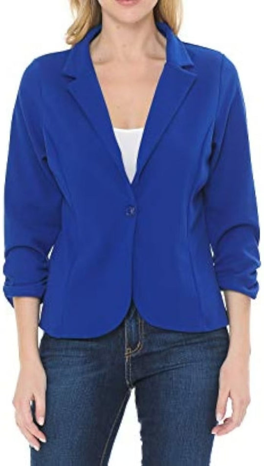 Damen taillierter Jersey-Blazer mit Ein-Knopf-Verschluss und dreiviertelärmeln Shop Nory