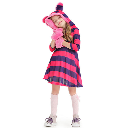 Mädchen Kapuzenkleid mit tierischen Ohren und verspielten Details Shop Nory