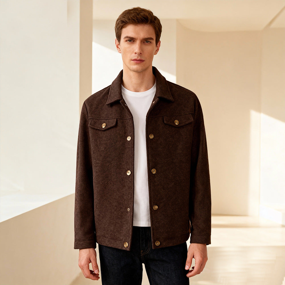 Herren Kurzjacke aus Velours‑Imitat mit Hemdkragen und Pattentaschen Shop Nory