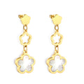 Damen Hängende Ohrringe mit floralem Design und glänzender goldfarbener Oberfläche Shop Nory