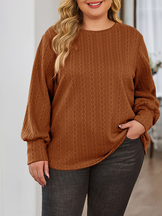 Damen Texturierter Oversize-Strickpullover mit Rundhalsausschnitt und Ballonärmeln Shop Nory