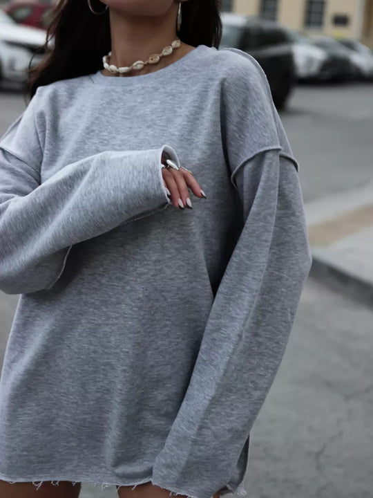 Damen Oversize-Sweatshirt mit rohem Saum und überschnittenen Schultern Shop Nory