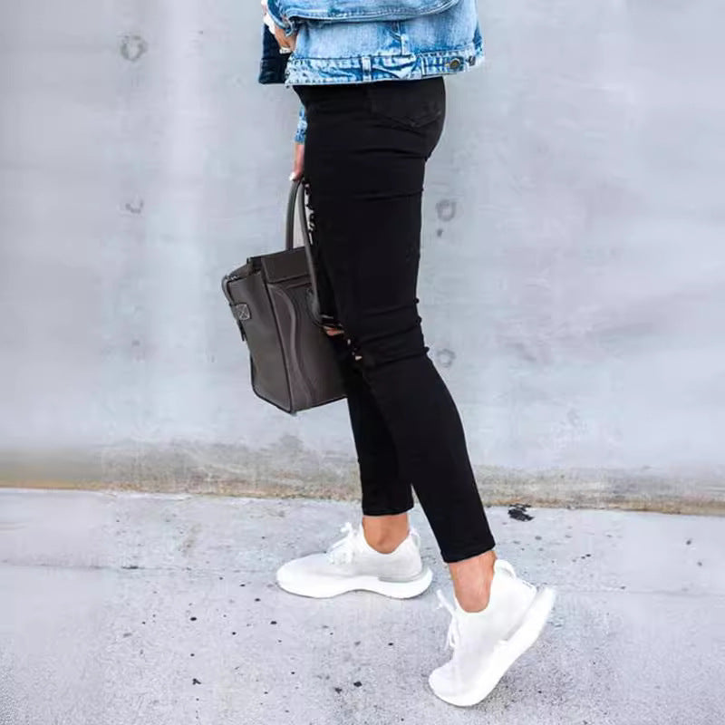 Damen Skinny Jeans mit modischen Rissen