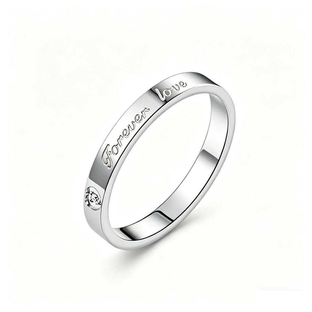 Damen Ring mit eingraviertem Liebesschriftzug und herzförmigem Zirkonia Shop Nory
