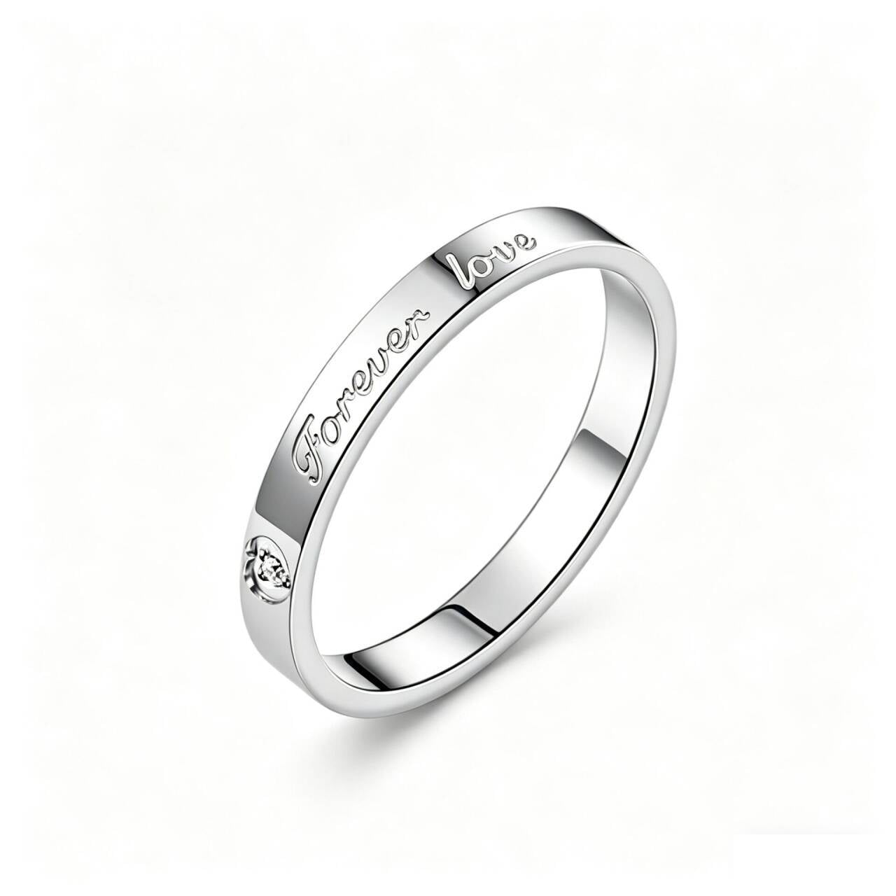 Damen Ring mit eingravierter Botschaft und Herzdetail Shop Nory