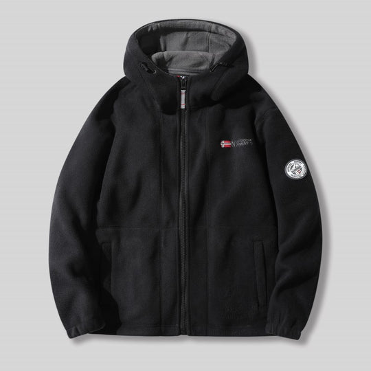 Herren Fleece-Kapuzenjacke mit Teddyfutter, durchgehendem Reißverschluss und Utility-Taschen Shop Nory