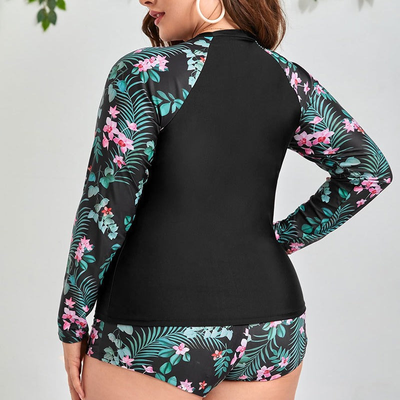 Damen UV-Schutz Schwimmanzug mit floralem Langarmoberteil