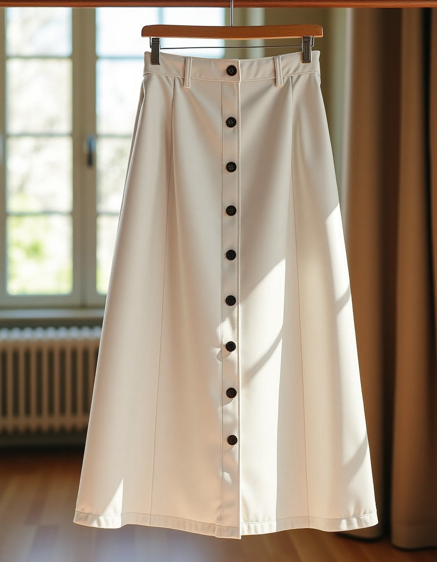 Damen Eleganter Maxirock mit Knopfdetails und hohem Bund Shopnory