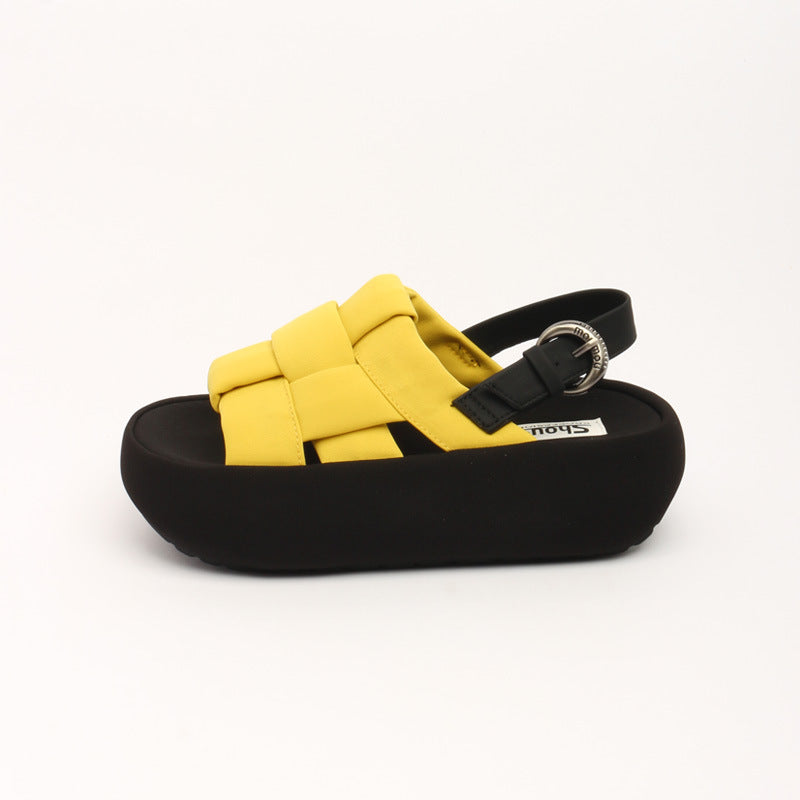 Damen modische Plateau-Sandalen mit elegantem Kreuzriemen und komfortablem Fußbett