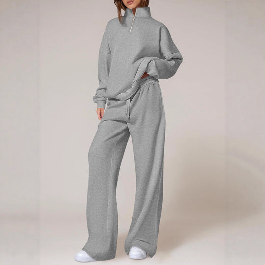 Damen nan oversized Jogginganzug mit Stehkragen halbem Reißverschluss und weitem Bein Shop Nory